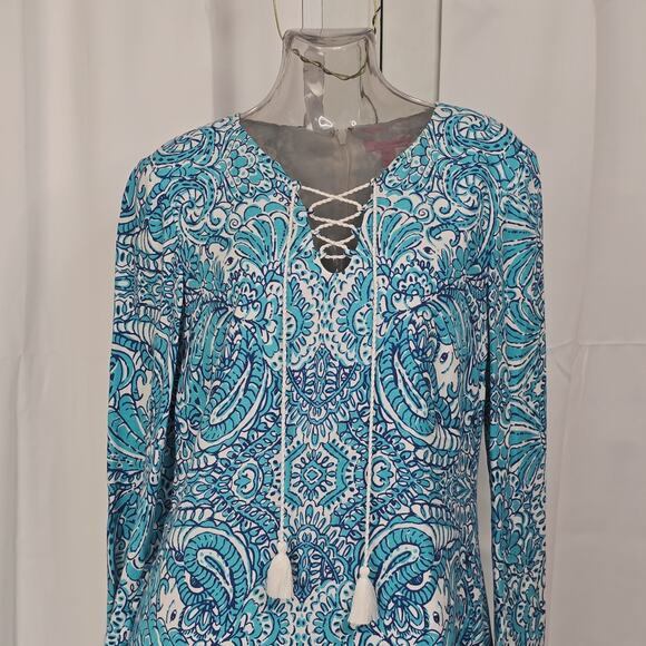 Lilly Pulitzer Ashby Rayon Tunic Dress Sea Blue Size M - Picture 3 of 11